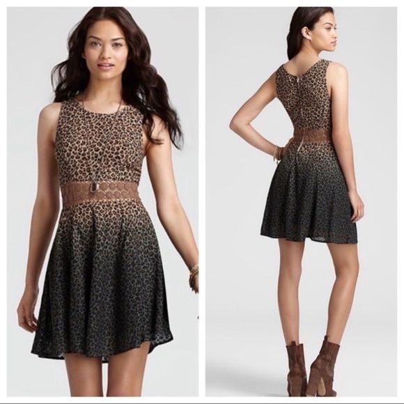 Free People Dresses & Skirts - Free People Leopard Print Daisy Fit and Flare Mini Dress - Size: 6